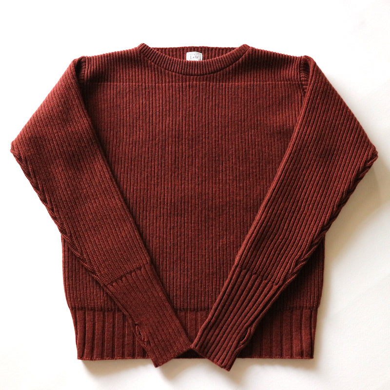 Merino Super Lamb British Classic Boatneck Sweater in Ruby Brown - Tempo
