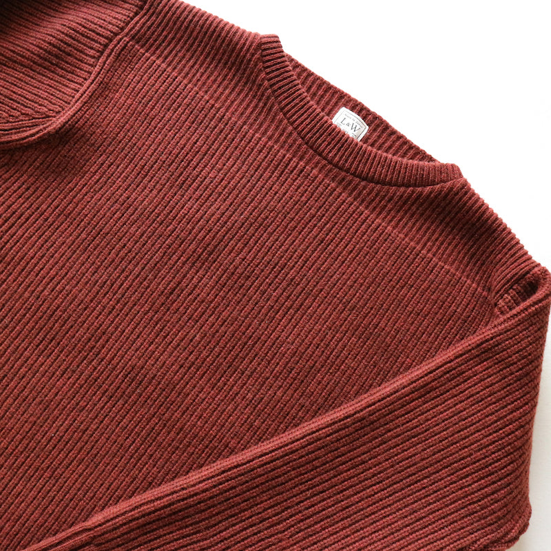 Merino Super Lamb British Classic Boatneck Sweater in Ruby Brown - Tempo