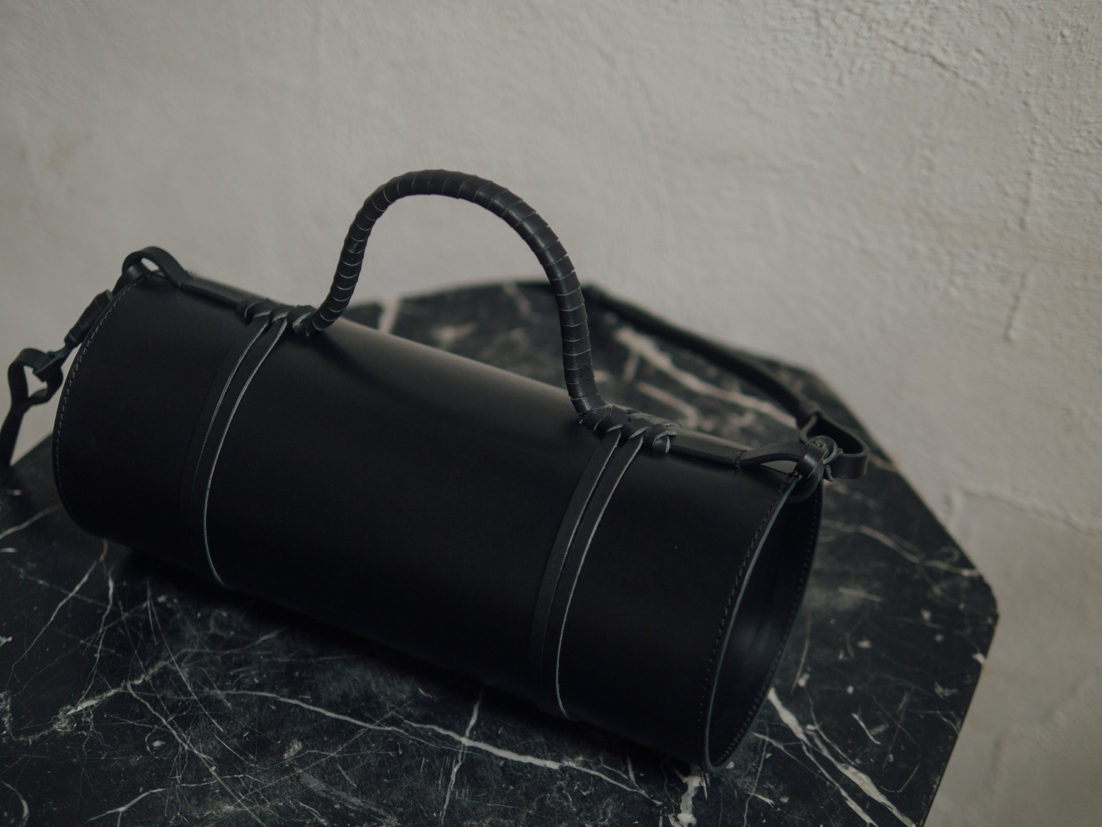 Woven Bamboo Bag in All-Black - Tempo