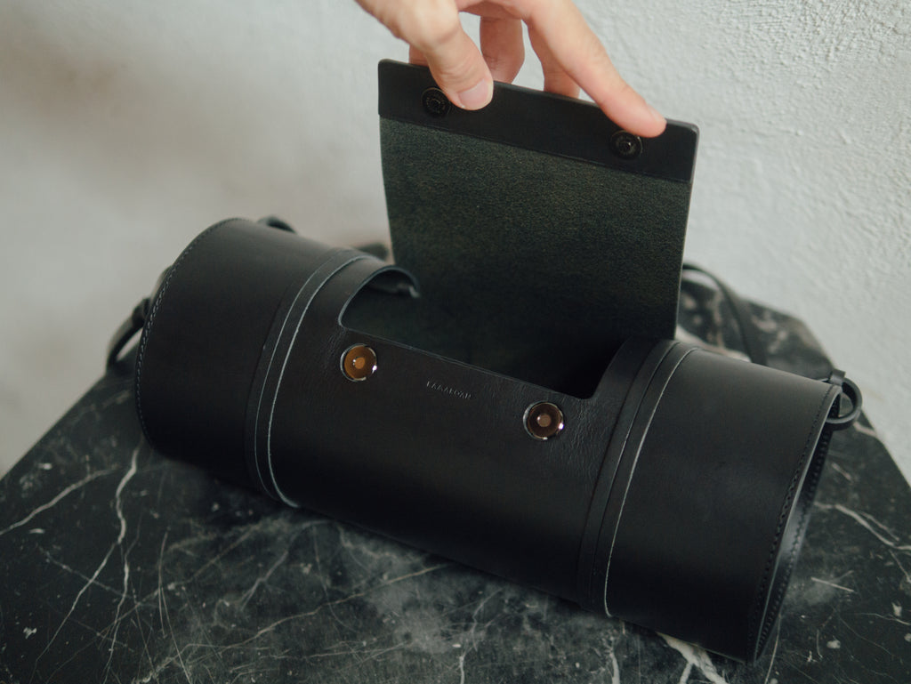 Woven Bamboo Bag in All-Black - Tempo