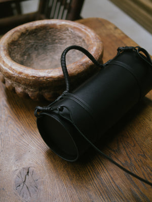 Woven Bamboo Bag in All-Black - Tempo