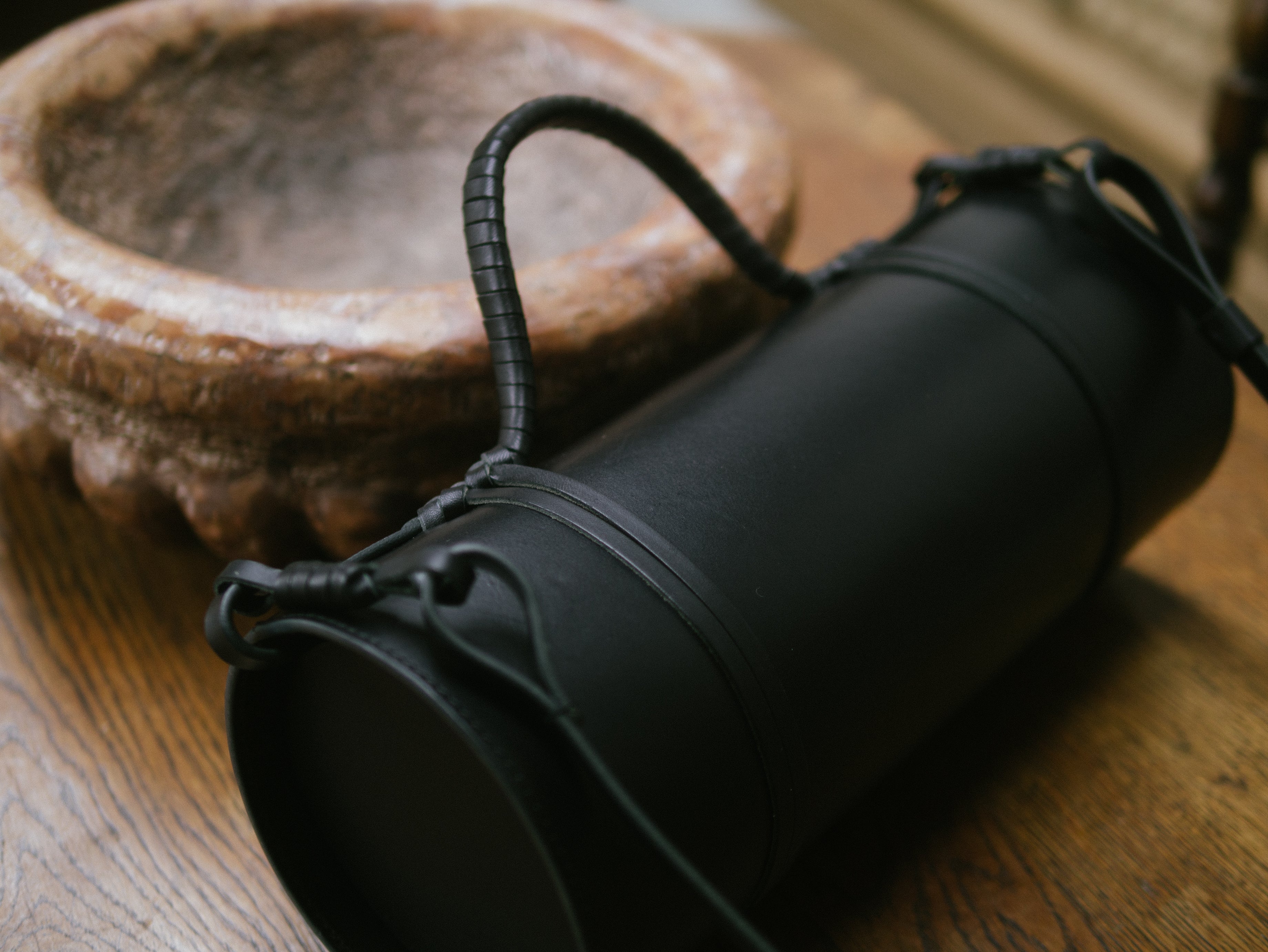 Woven Bamboo Bag in All-Black - Tempo