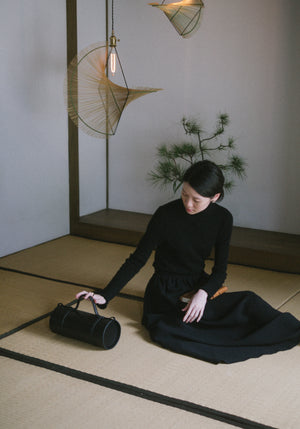 Woven Bamboo Bag in All-Black