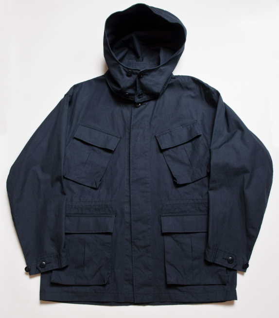 "Norwood" High Density Water-Repellant Cotton Poplin Parka in Navy - With Detachable Hood - Tempo