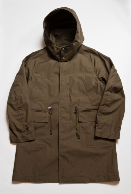 Garden's - Supima Water-Repellant Typewriter Cotton Field Coat in Army Green - With Detachable Hood - Tempo