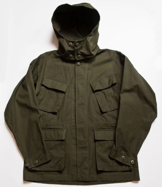 "Nowwood" High Density Water-Repellant Cotton Poplin Parka in Army Green - With Detachable Hood