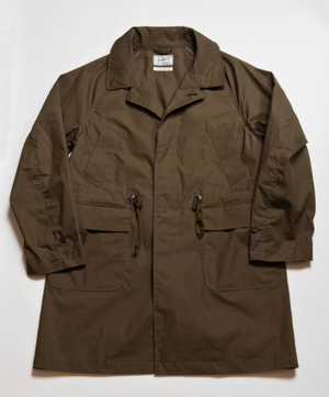 Garden's - Supima Water-Repellant Typewriter Cotton Field Coat in Army Green - With Detachable Hood
