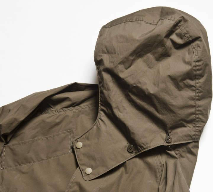 Garden's - Supima Water-Repellant Typewriter Cotton Field Coat in Army Green - With Detachable Hood