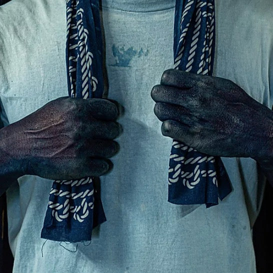 Sukumo Natural Indigo Hand-Dyed Tenugui Waffle Towel - Tempo