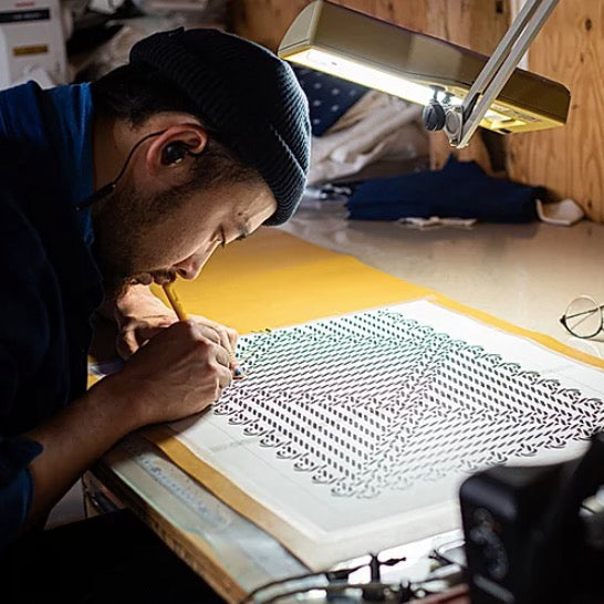 Sukumo Natural Indigo Hand-Dyed Tenugui Waffle Towel - Tempo