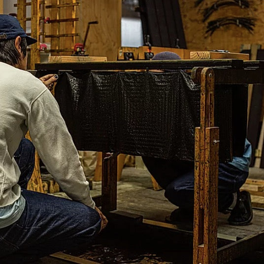 Sukumo Natural Indigo Hand-Dyed Tenugui Waffle Towel - Tempo