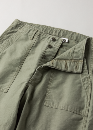 Vintage Hard Satin Back Utility Trousers in Olive Drab