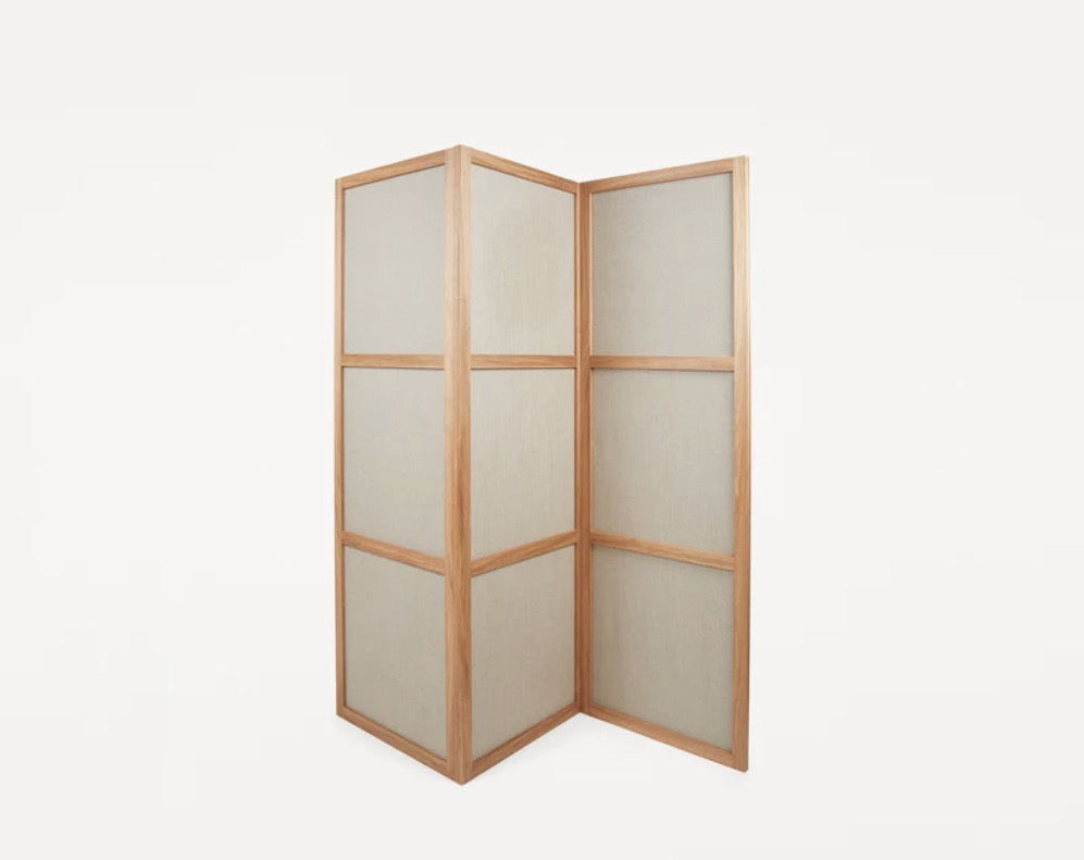 FRAME ROOM DIVIDER | NATURAL OAK / LINEN | THREE PANELS - Tempo