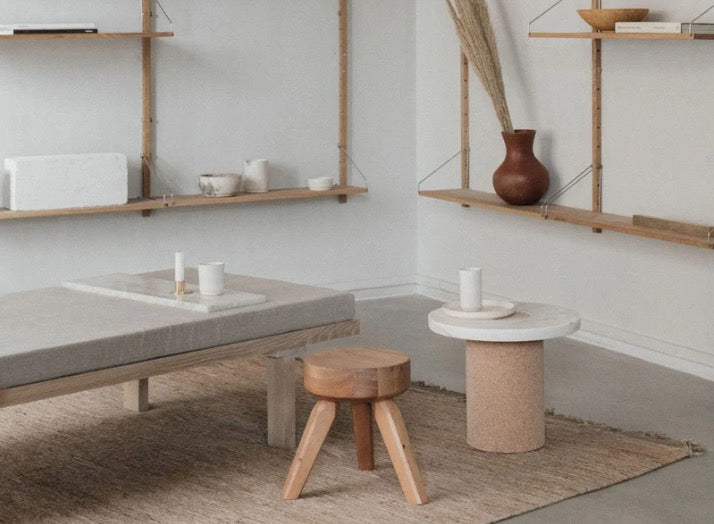 SINTRA TABLE | WHITE MARBLE / CORK | SMALL - Tempo