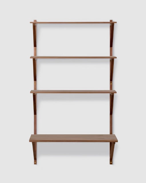 BM29 Shelf | 1 x 4 with Desk | Oak or Walnut - Tempo