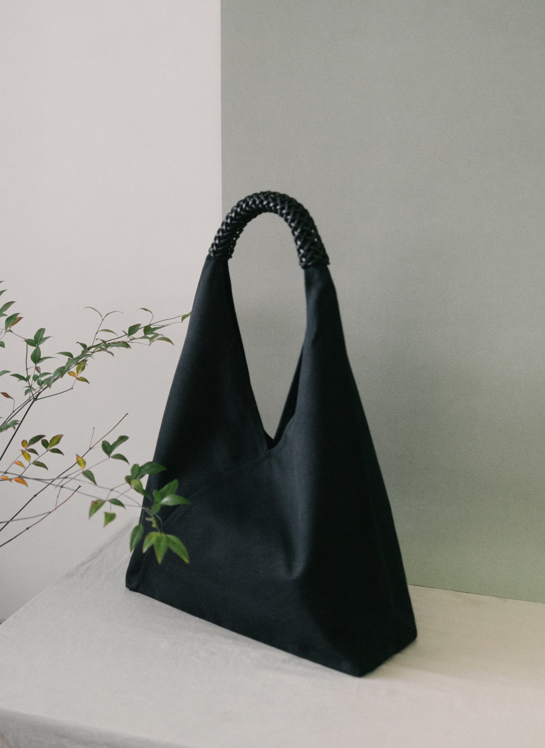 Woven Triangle Bag 58cm in All-Black