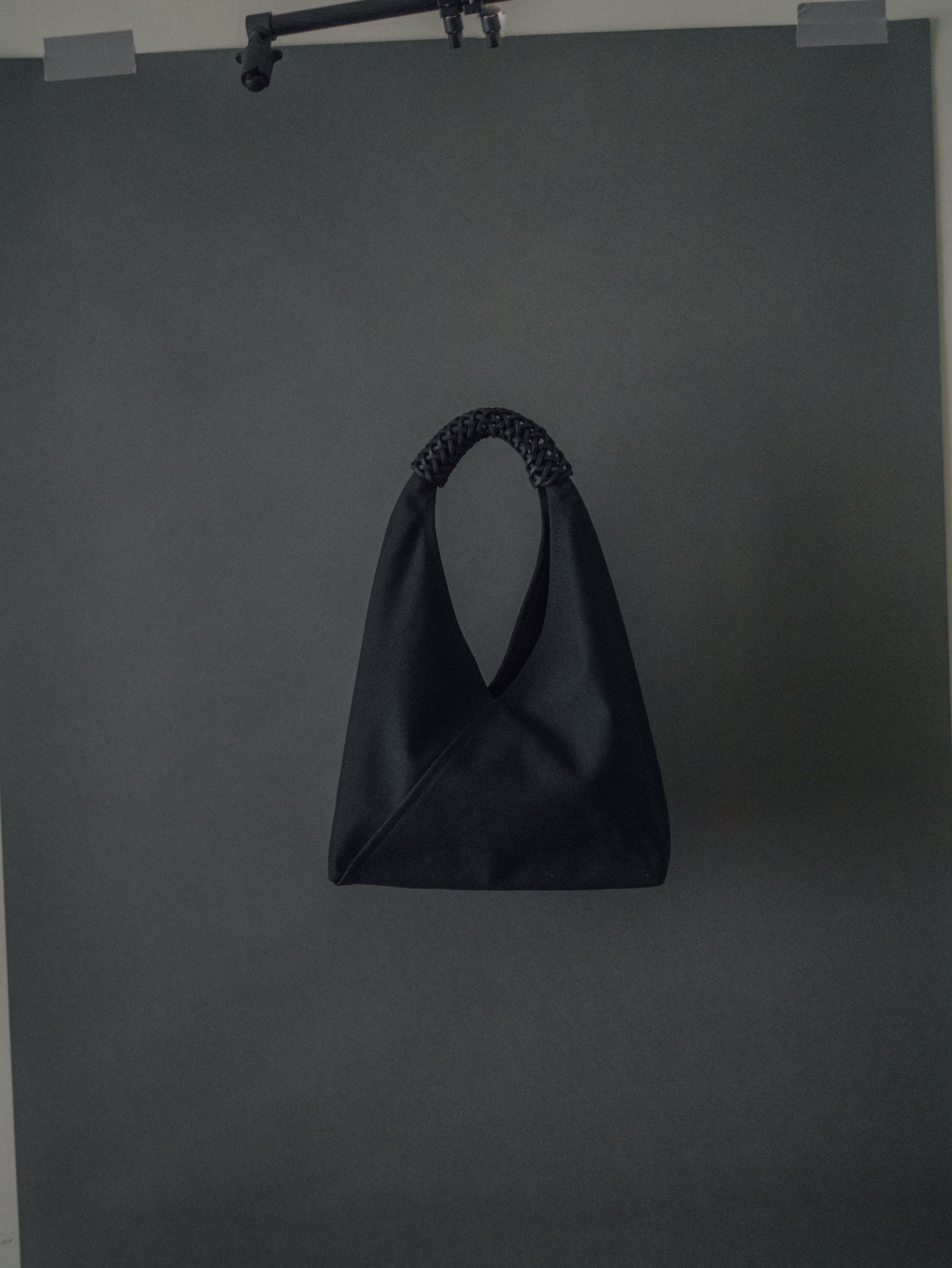Woven Triangle Bag 36cm in All-Black