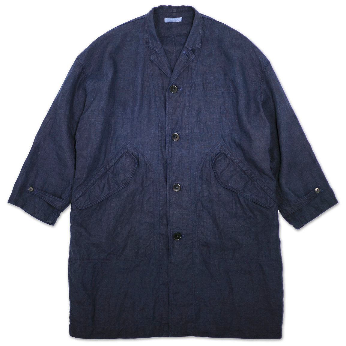 Dark Indigo Linen Coat - Sukumo Natural Indigo Hand-dyed - Tempo