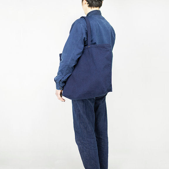 Lightweight Tote Bag - Dark Indigo Cotton Linen - Sukumo Natural Indigo Hand-dyed - Tempo