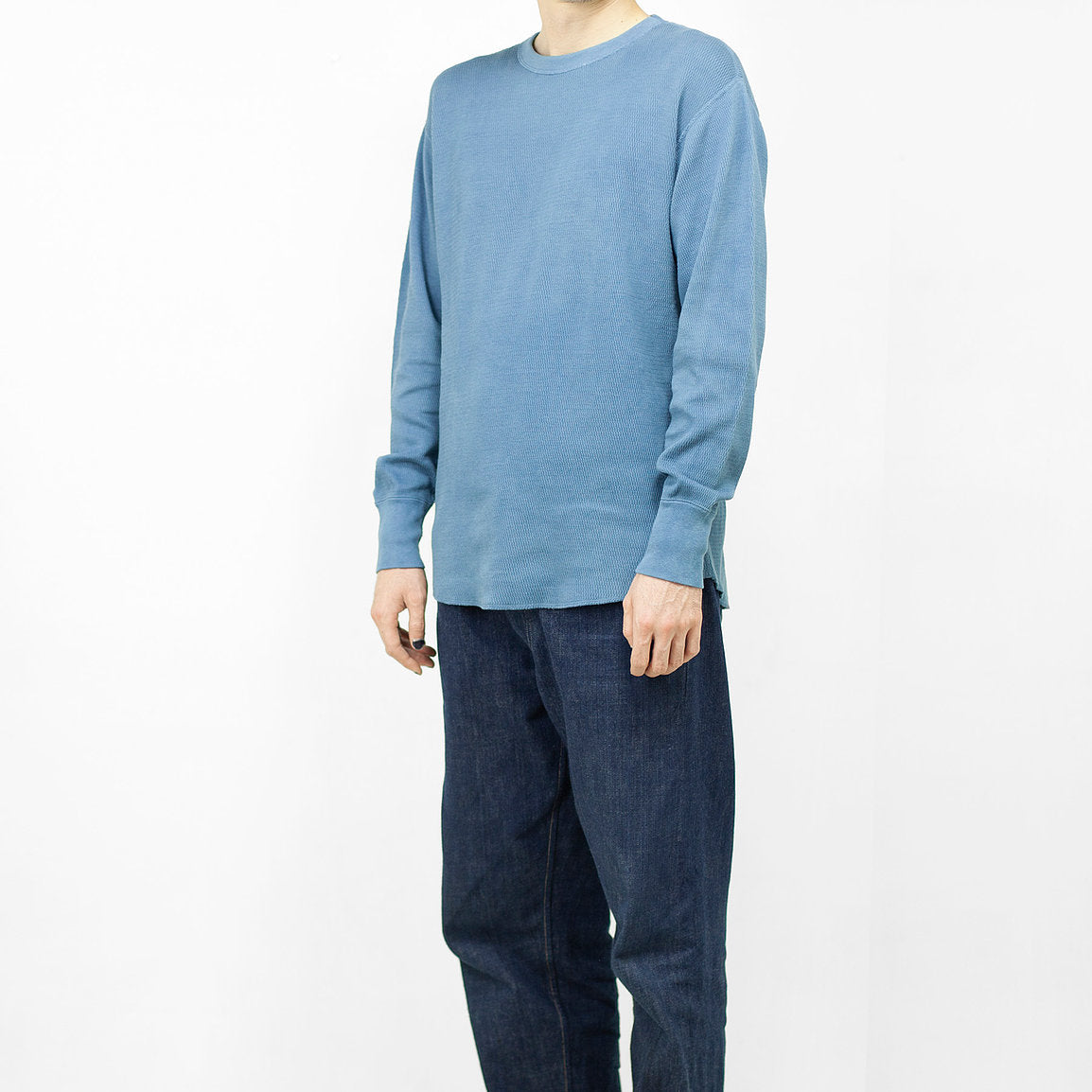 Thermal Long Sleeve - Light Indigo Cotton  - Sukumo Natural Indigo Hand-Dyed - Tempo