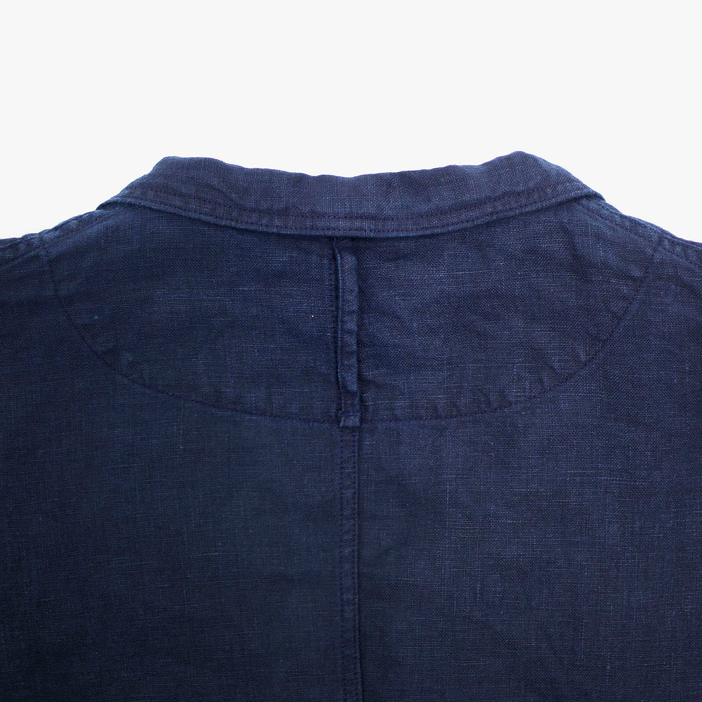 Dark Indigo Linen Coat - Sukumo Natural Indigo Hand-dyed - Tempo