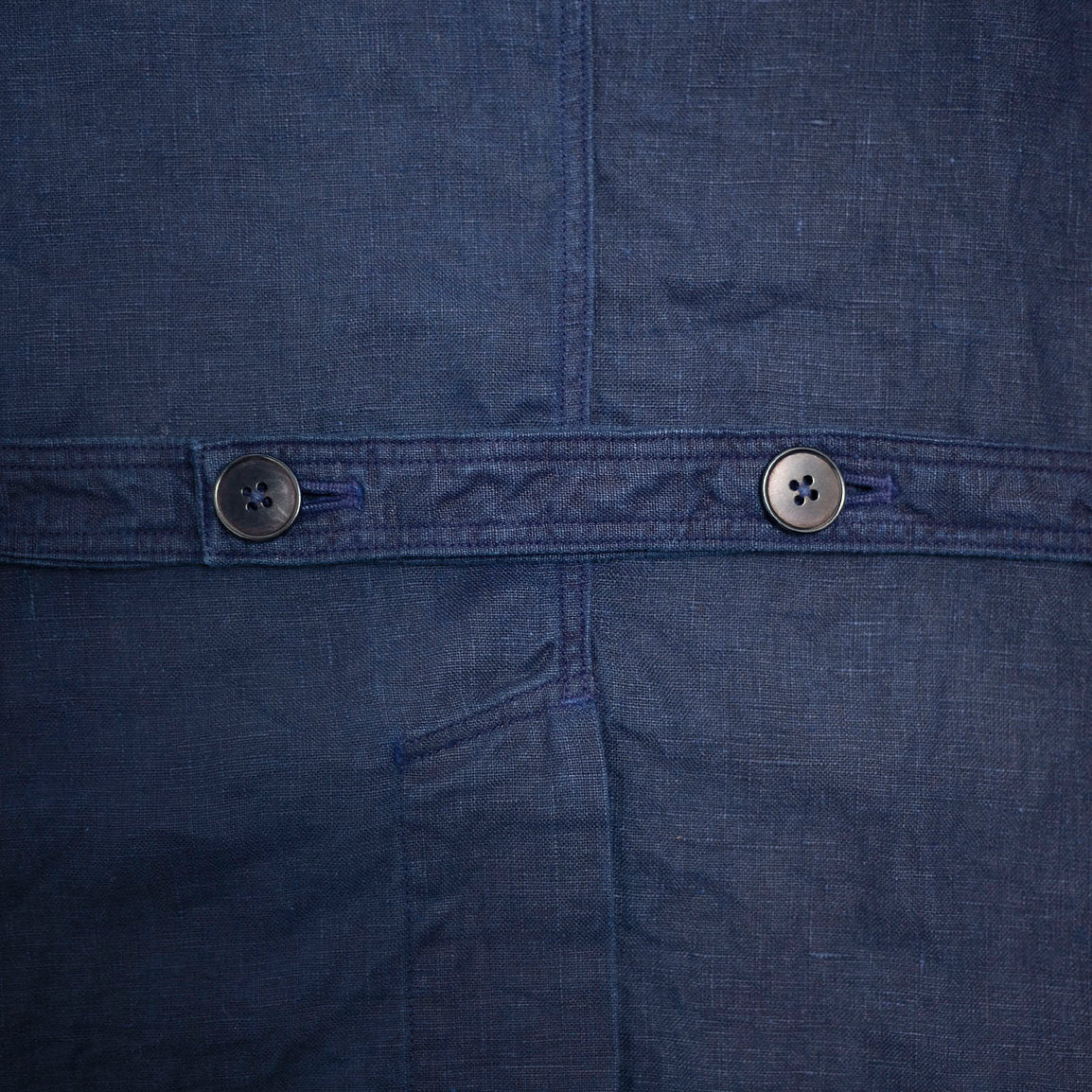 Dark Indigo Linen Coat - Sukumo Natural Indigo Hand-dyed - Tempo