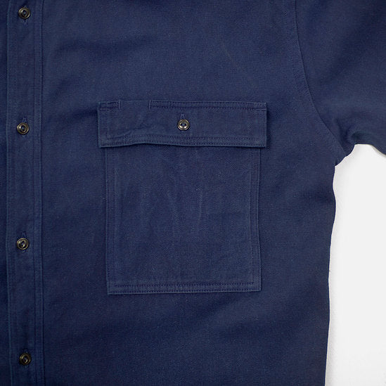 Work Shirt - Dark Indigo - 2x2 Cotton Twill Weave - Sukumo Natural Indigo Hand-Dyed