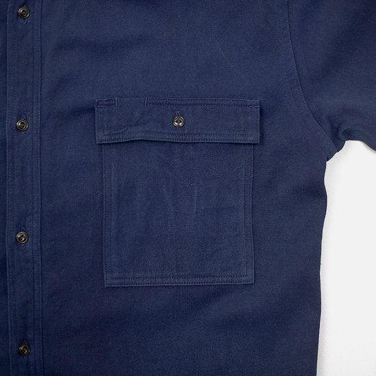 Work Shirt - Dark Indigo - 2x2 Cotton Twill Weave - Sukumo Natural Indigo Hand-Dyed - Tempo