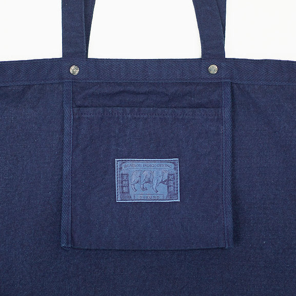Lightweight Tote Bag - Dark Indigo Cotton Linen - Sukumo Natural Indigo Hand-dyed