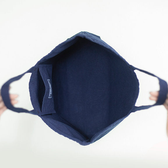 Lightweight Tote Bag - Dark Indigo Cotton Linen - Sukumo Natural Indigo Hand-dyed - Tempo