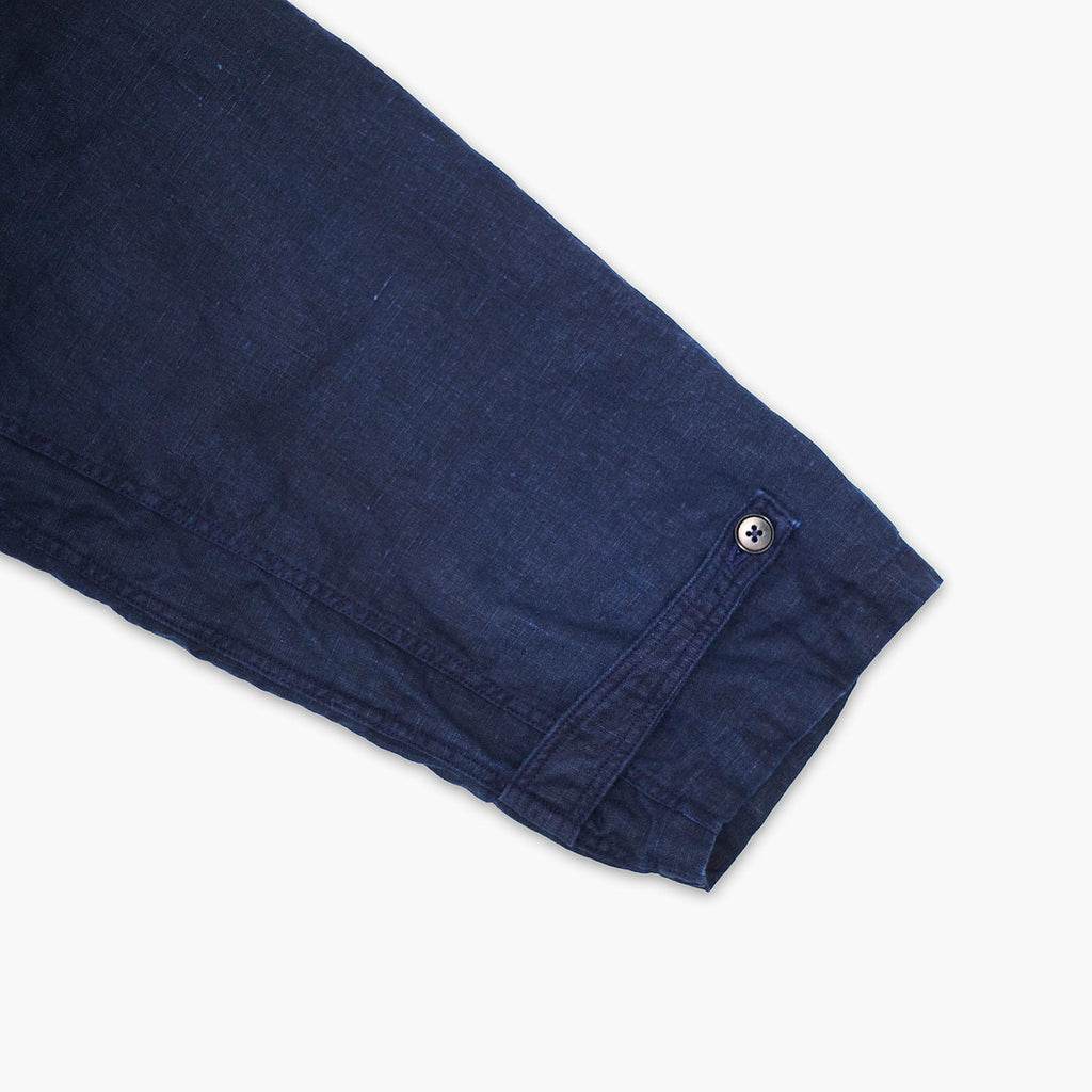 Dark Indigo Linen Coat - Sukumo Natural Indigo Hand-dyed - Tempo