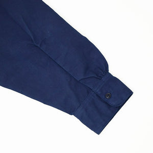Linen Cotton Henley Neck Shirt - Dark Indigo - Sukumo Natural Indigo Hand-Dyed