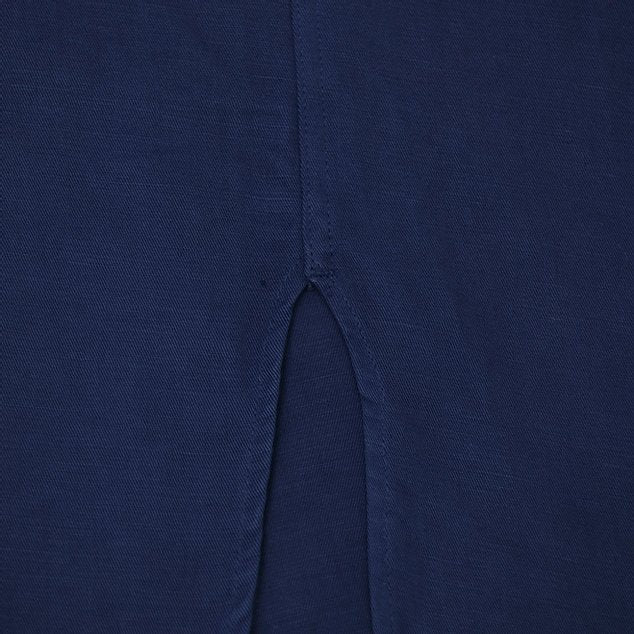 Linen Cotton Henley Neck Shirt - Dark Indigo - Sukumo Natural Indigo Hand-Dyed - Tempo