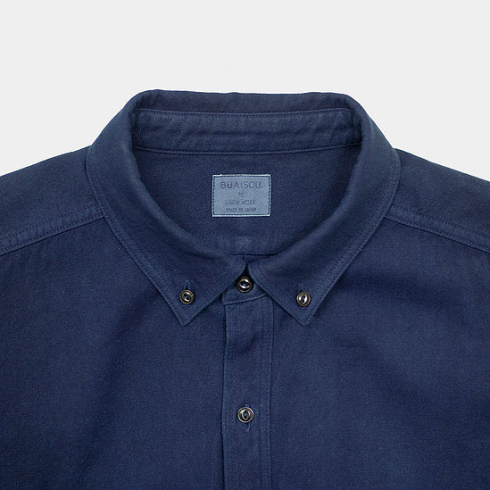 Work Shirt - Dark Indigo - 2x2 Cotton Twill Weave - Sukumo Natural Indigo Hand-Dyed - Tempo