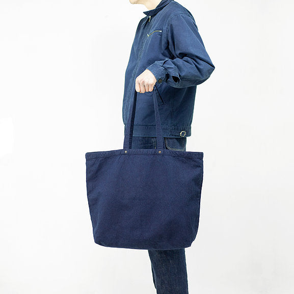 Lightweight Tote Bag - Dark Indigo Cotton Linen - Sukumo Natural Indigo Hand-dyed