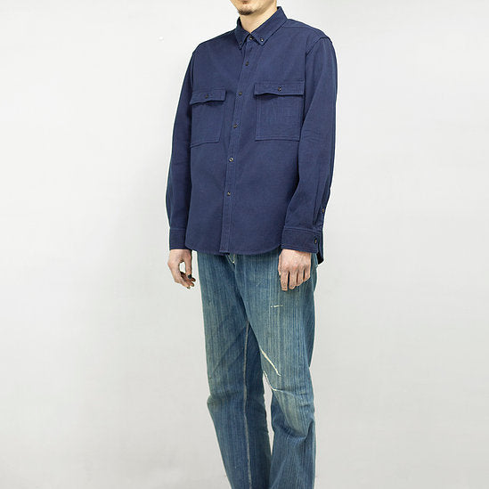 Work Shirt - Dark Indigo - 2x2 Cotton Twill Weave - Sukumo Natural Indigo Hand-Dyed - Tempo