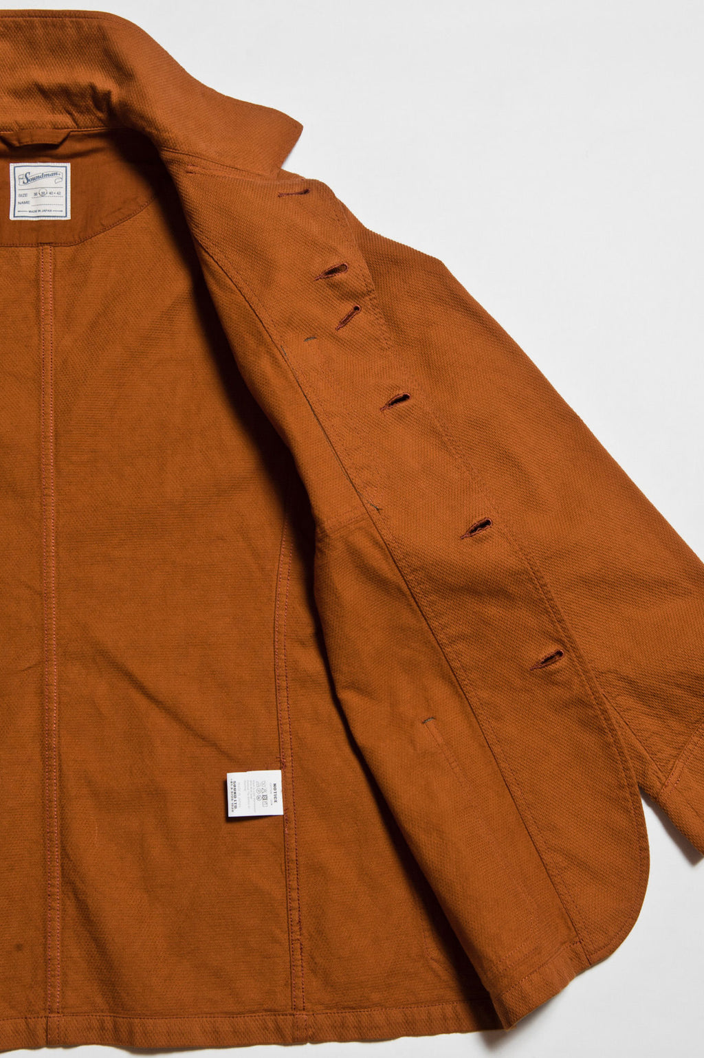 “Birmingham" Cotton Sashiko Coverall Jacket in Brick Overdye - Tempo