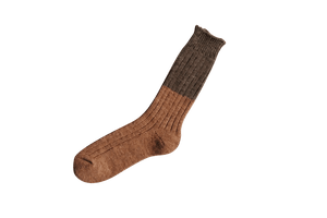 Wool Cotton Slab Socks in Brown - Tempo