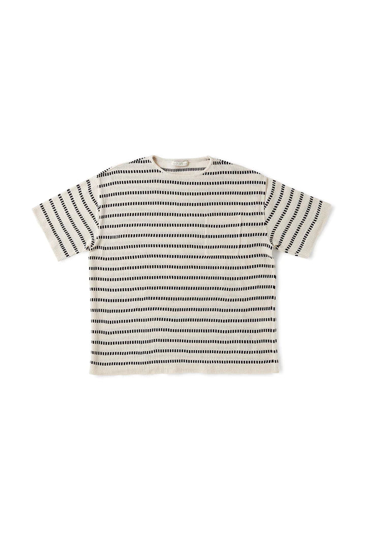 Early Basque Stripe Shirt - Short Sleeve - Natural x Graphite - Tempo