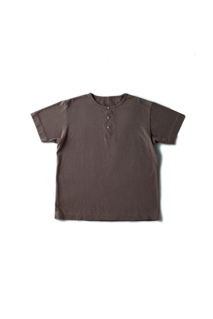 Tube Tee Henley Neck in Espresso - Tempo