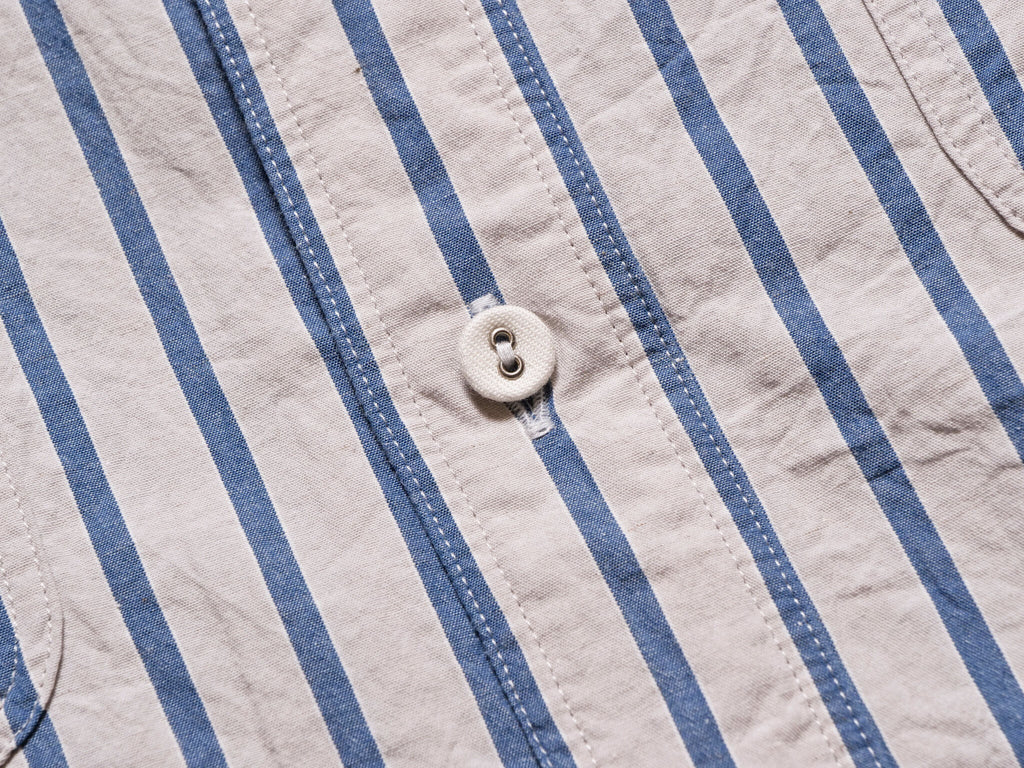 "Livingstone" Cotton Linen Ramie Shirt in Light Grey x Blue - Tempo