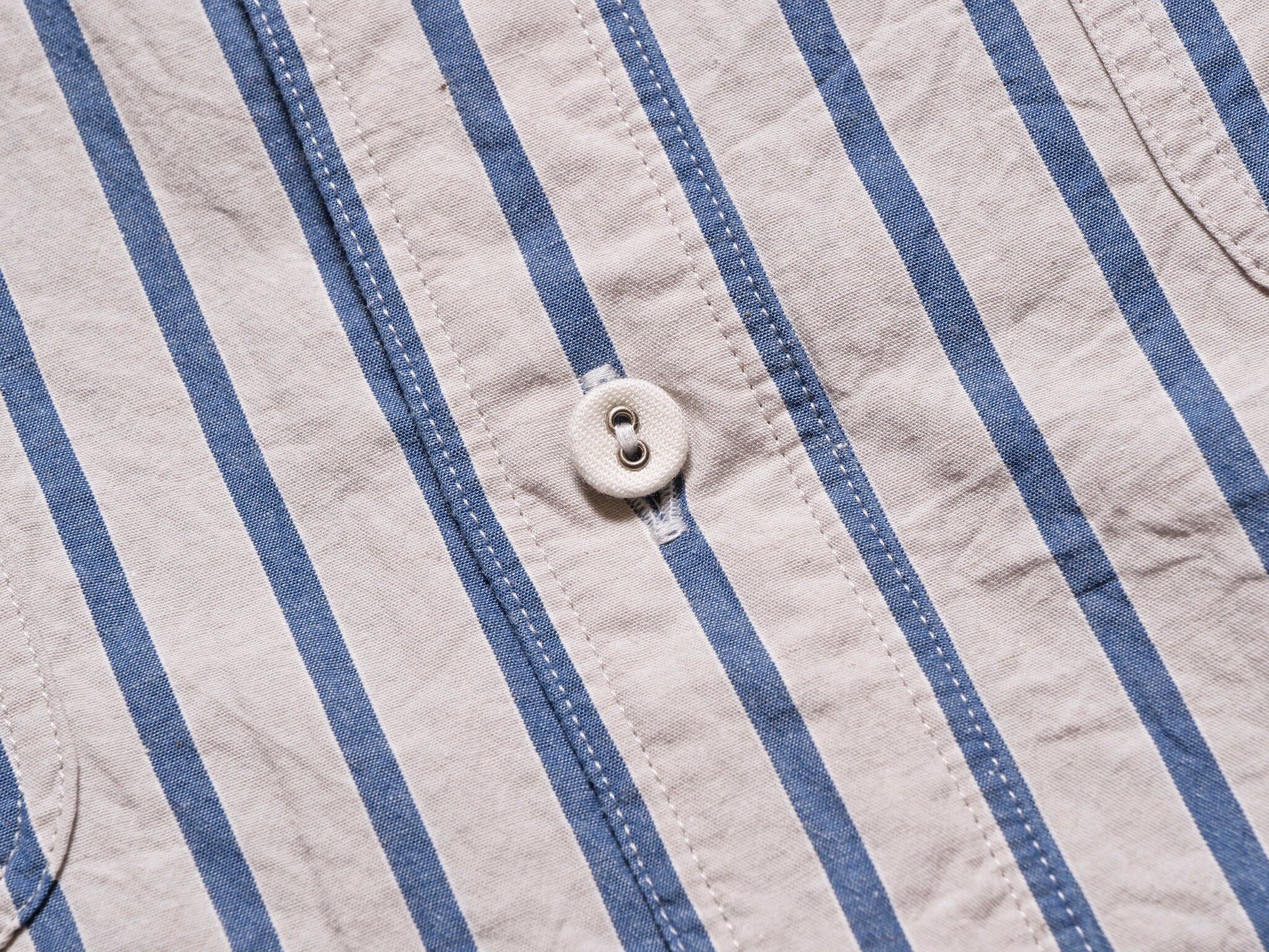 "Livingstone" Cotton Linen Ramie Shirt in Light Grey x Blue - Tempo