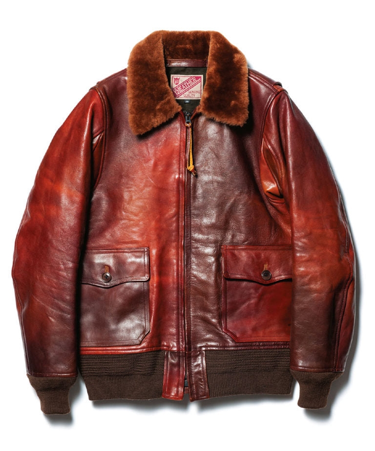 Hand Dyed Horse Hide (Type G-1) Jacket in Brown - Tempo