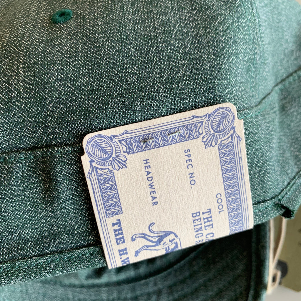 USMC Cap in Heather Green Mock Twist Chambray - Tempo