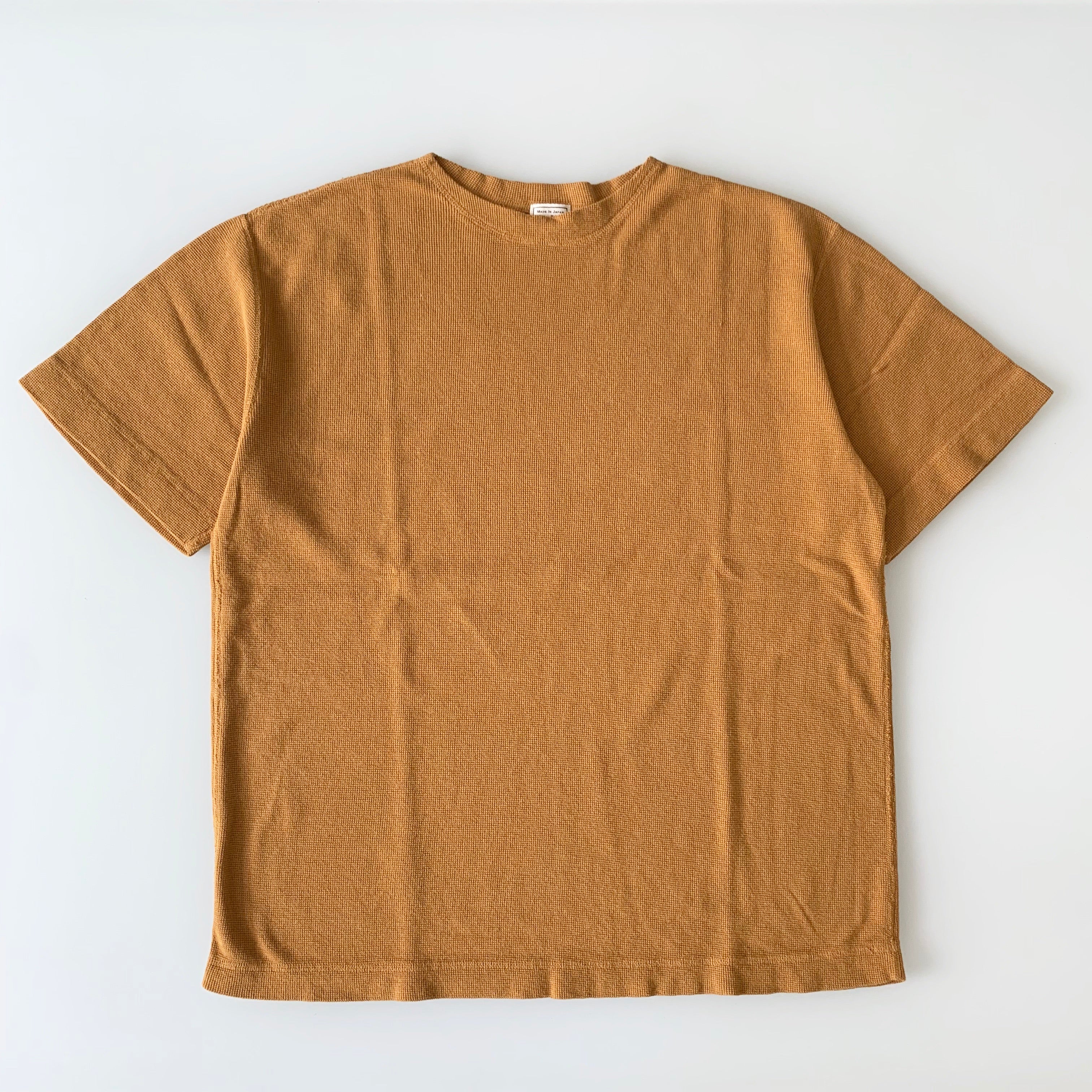 Military Rib Knit Short-Sleeve Boatneck in Mustard - Tempo