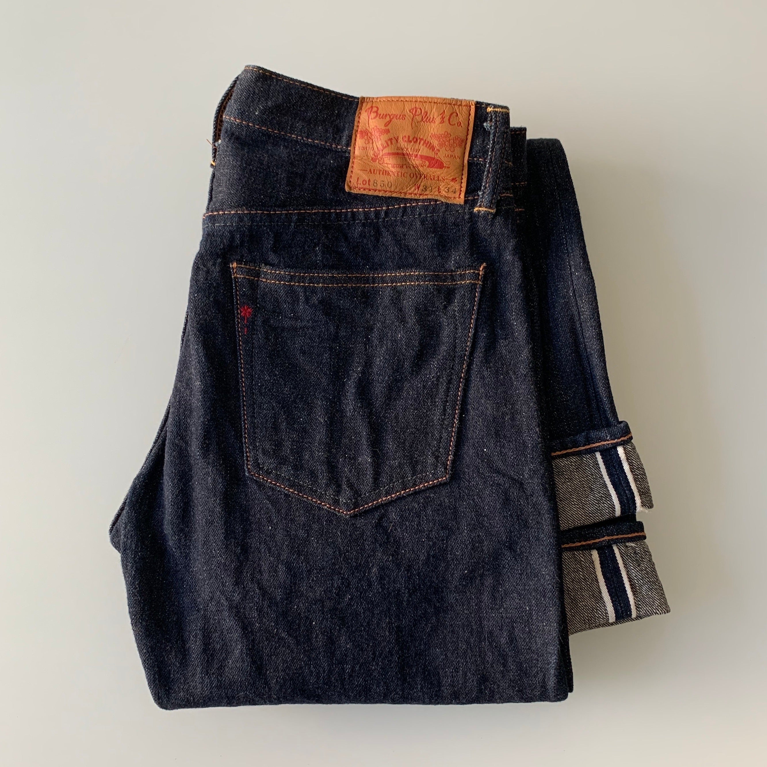 Natural Indigo Red Cast 15.5oz Selvedge Slim Straight Slub Jeans - OW (850) - Tempo