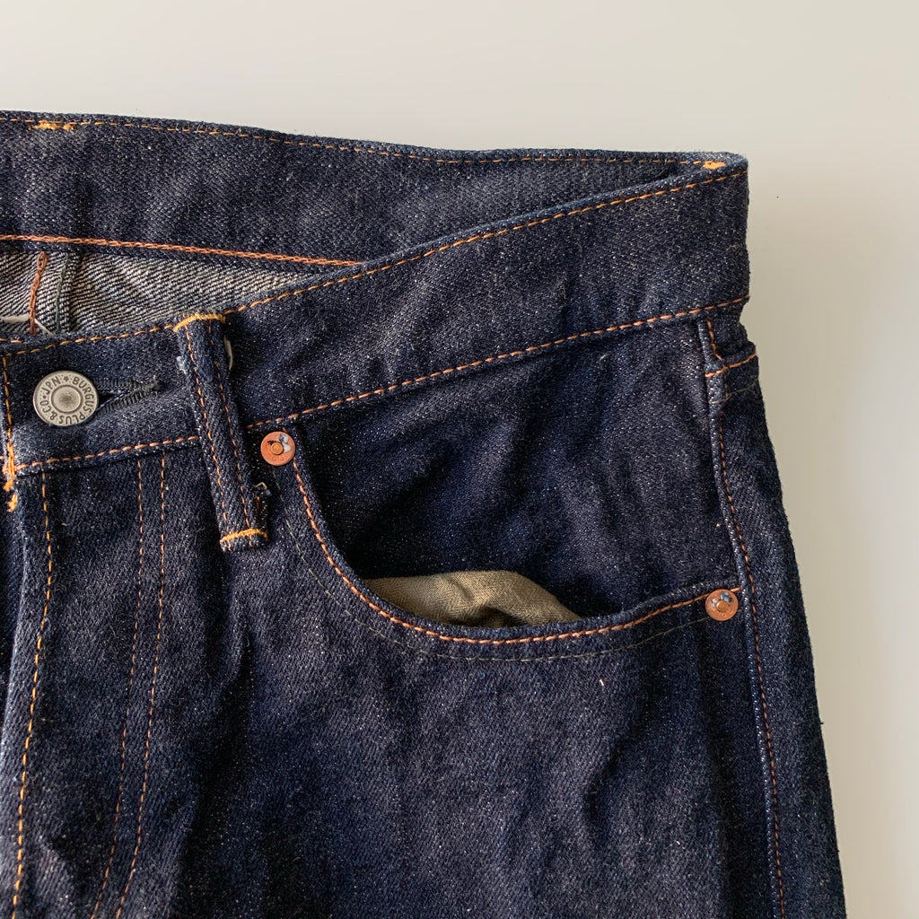 Natural Indigo Red Cast 15.5oz Selvedge Slim Straight Slub Jeans - OW (850) - Tempo