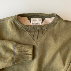 Double-V Set-In Sleeve Tsuriami Loopwheel Mother Cotton Sweat Shirt in Olive