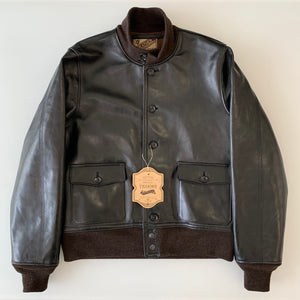 Tea Core Aniline Horsehide (A-1) Flight Jacket in Black - Tempo