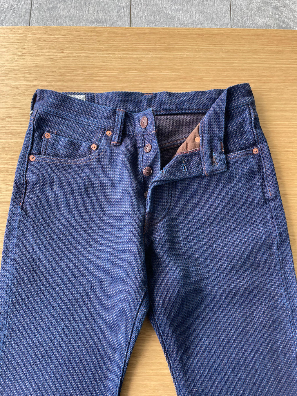 Kakishibu Persimmon Indigo Sashiko 14oz Jeans - Narrow Straight - Tempo